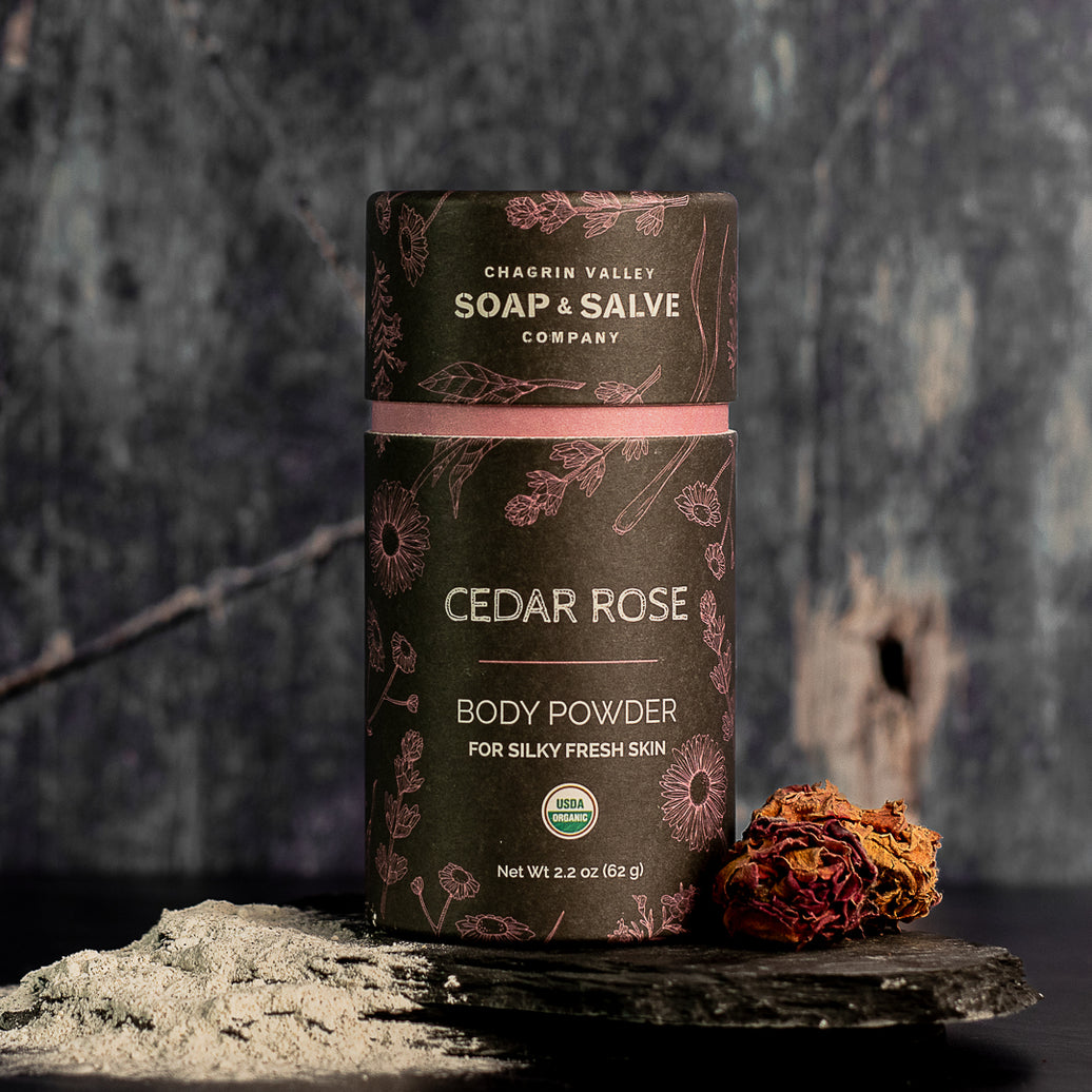 Organic Body Powder - Cedar rose Scent