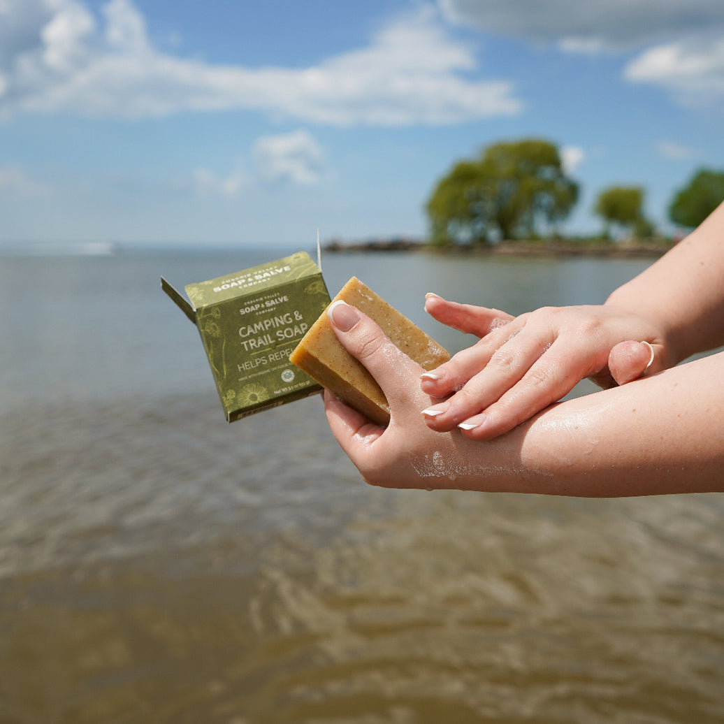Natural bug repellent soap bar for the outdoors and camping