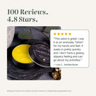 Calendula herbal salve rated 4.8 stars from 100 reviews, with a 5-star quote from a verified buyer