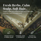 Nettle shampoo bar benefits: organic nettle & herbal blend, rosemary, basil & cedarwood, sulfate- & silicone-free
